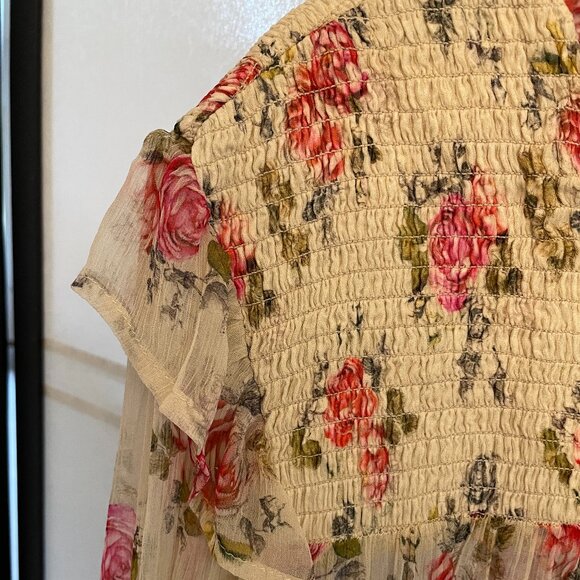 Sundance Amelia Cream Bloom Sheer Floral Blouse - Picture 5 of 8